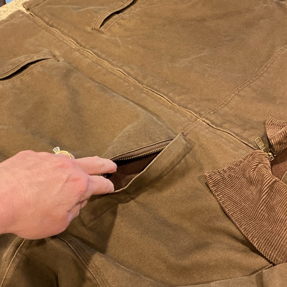 SAFTBAK Brown Fleece Lined Canvas Zip Work Coat Jacket Large Workwear / Utility - Picture 6 of 17